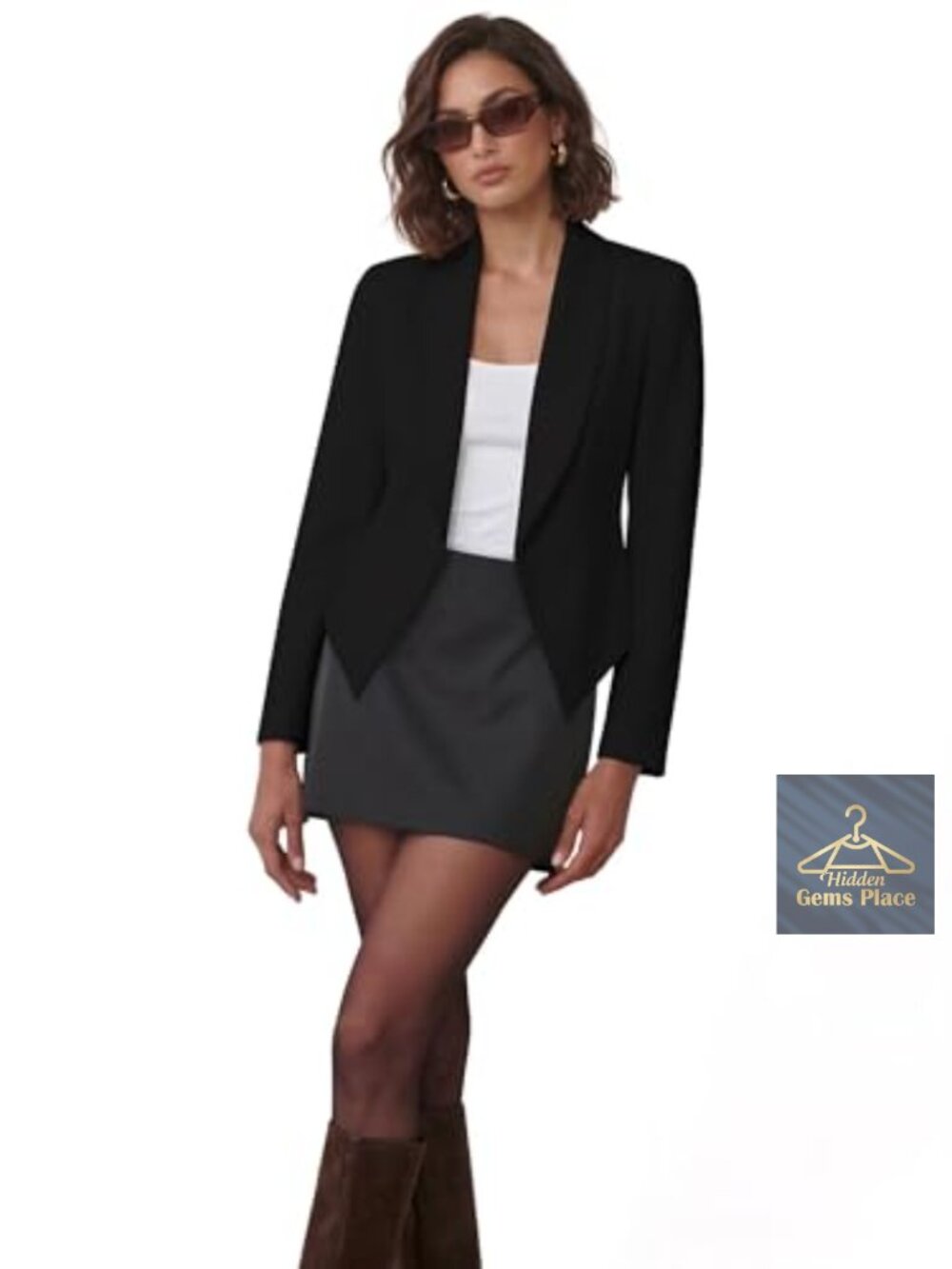 Women's Casual Blazer Jacket 3/4 Sleeve Open Front Polyester Lined